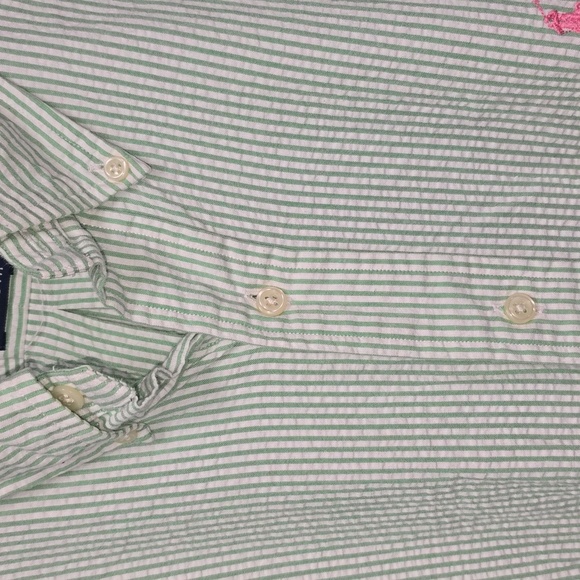 Vintage Ralph Lauren Classic Fit Seersucker Short Sleeve Shirt Mens Size XL - Picture 4 of 10